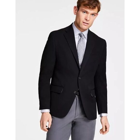 NWT Men's Michael Kors Classic-Fit Stretch Solid Blazer Black Size 42R - Picture 1 of 4